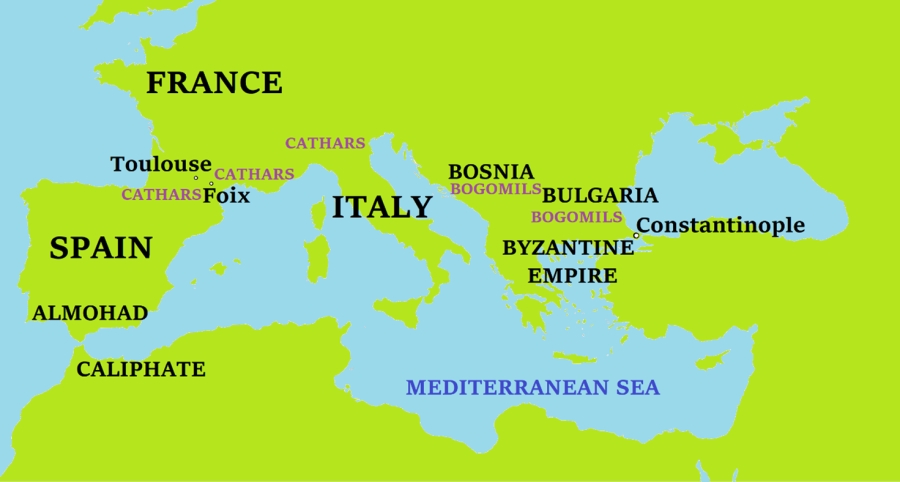 Map of the Bogomils in Europe
